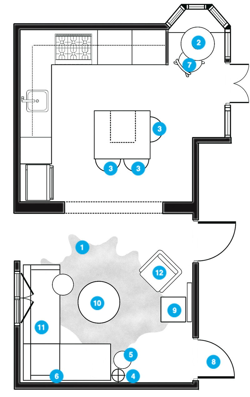 Online Designer Combined Living/Dining Floorplan