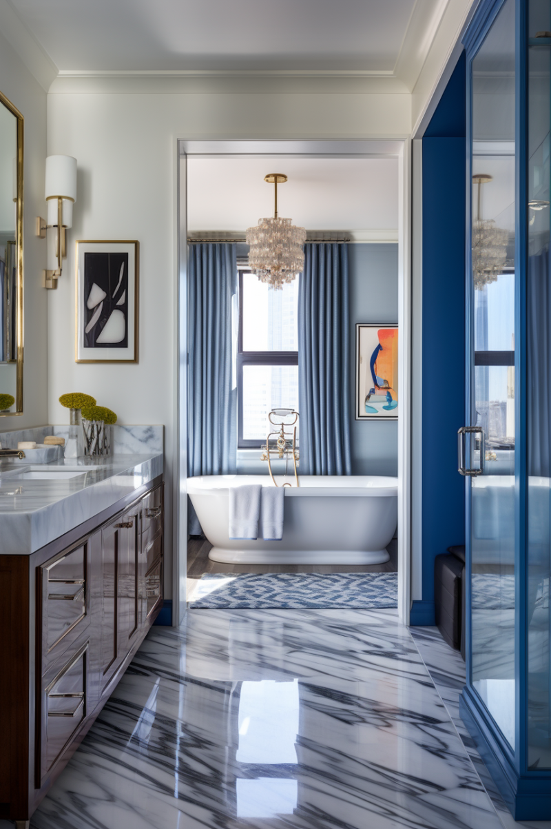High- End Blue Marble Bathroom Design