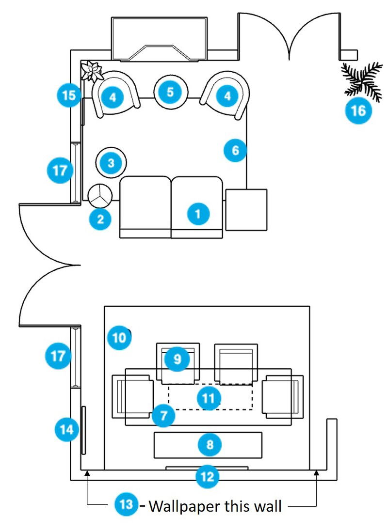 Online Designer Combined Living/Dining Floorplan