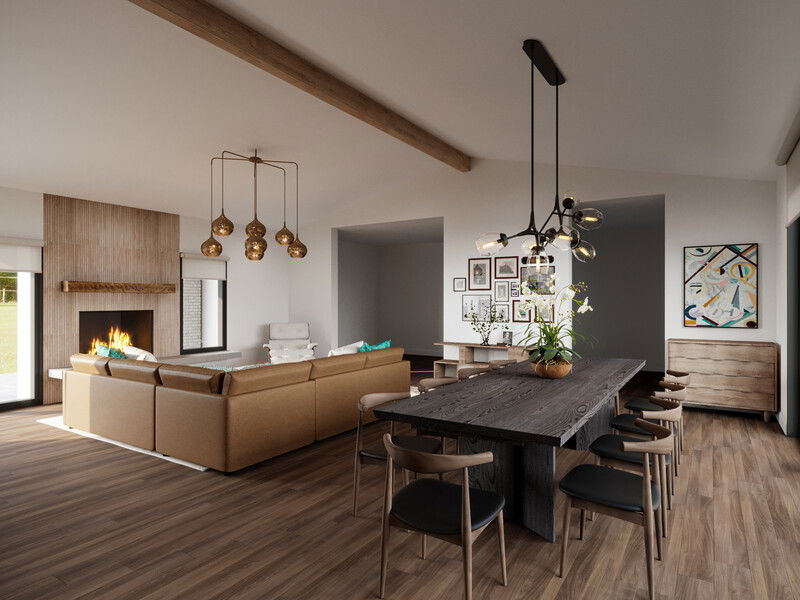 Online Designer Combined Living/Dining 3D Model 6