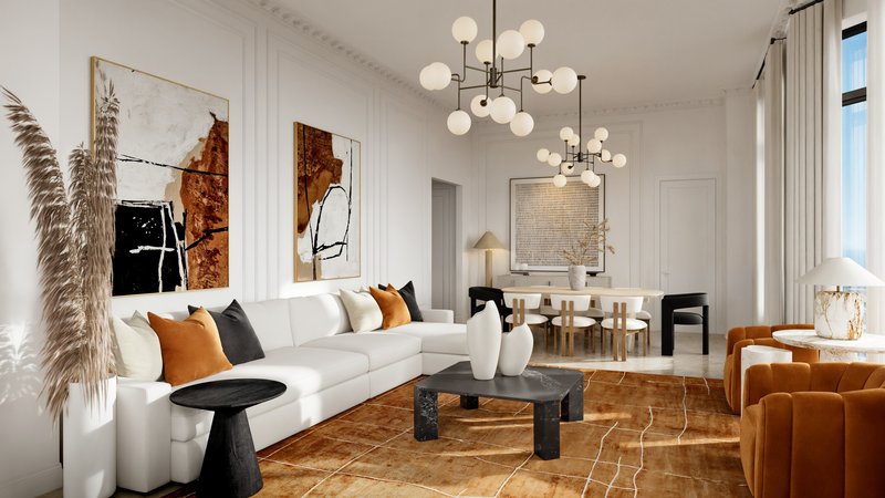 Online Designer Combined Living/Dining 3D Model 2