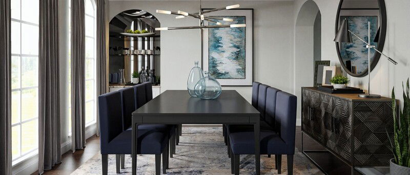 Glam and Modern Abstract Dining Room- After Rendering