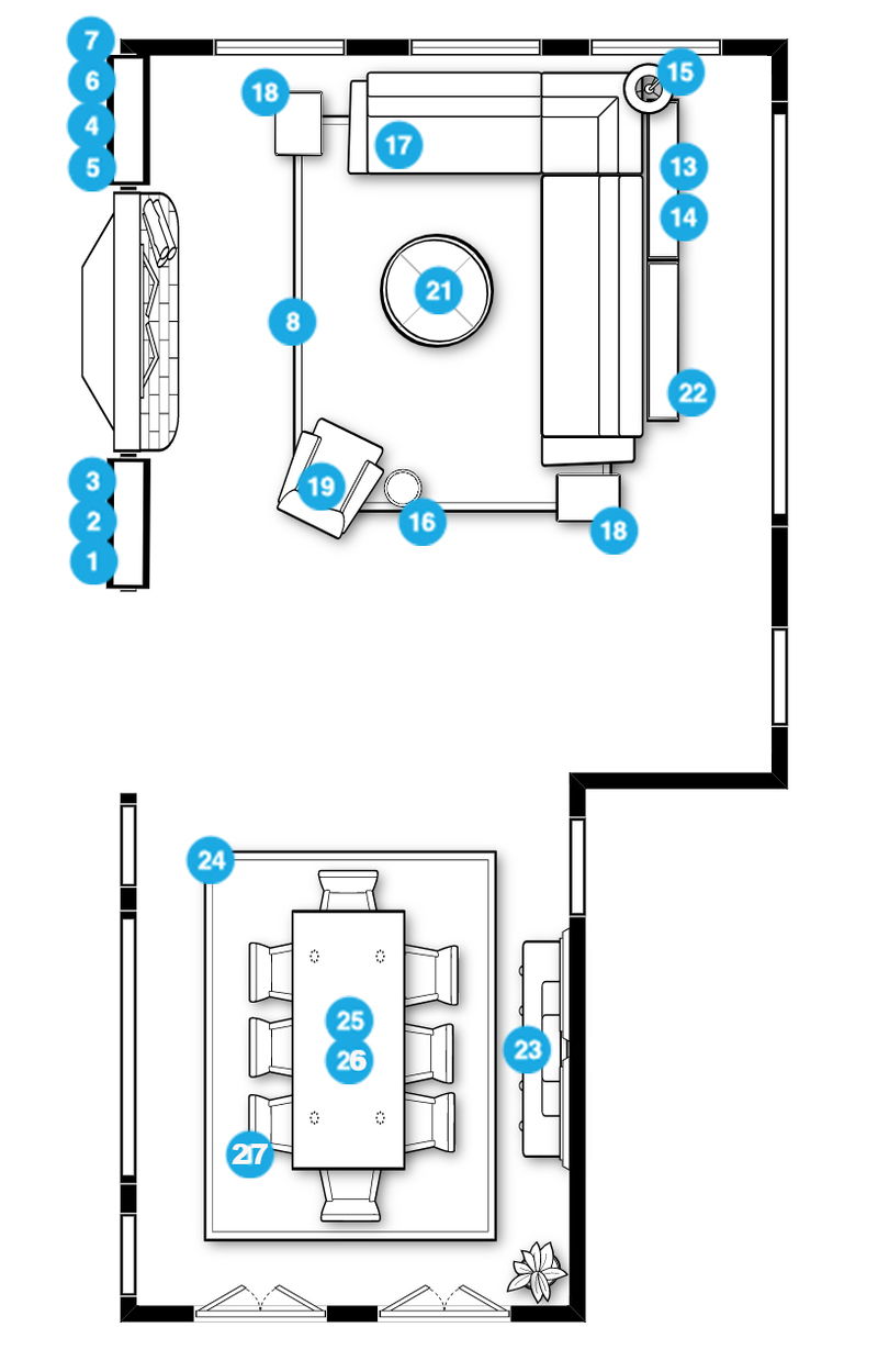 Online Designer Combined Living/Dining Floorplan