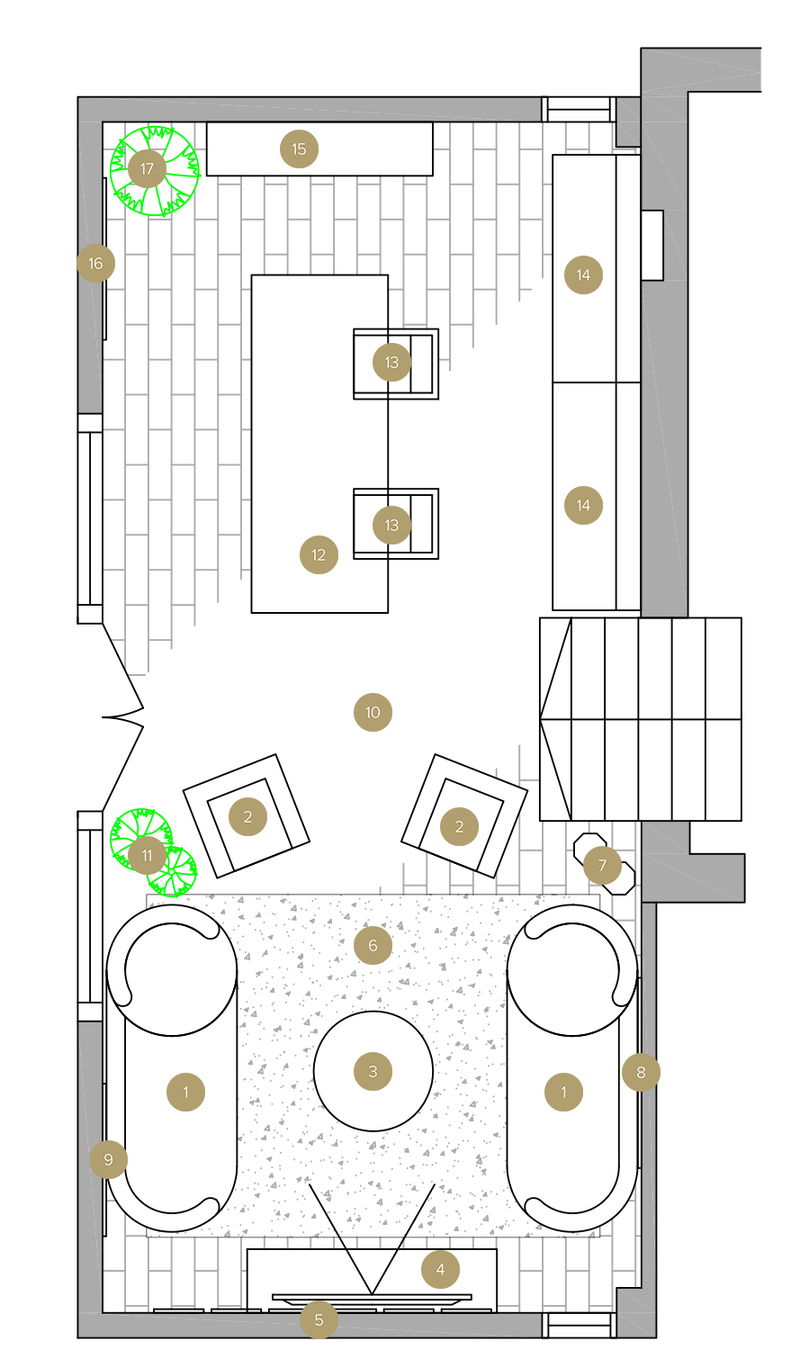 Online Designer Combined Living/Dining Floorplan