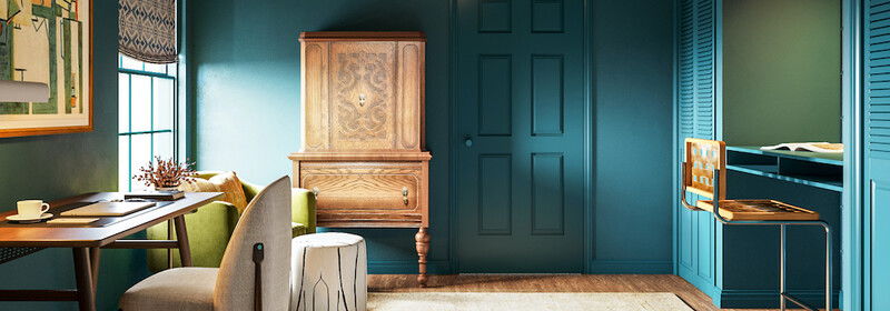 Eclectic Home Office Interior Design- After Rendering