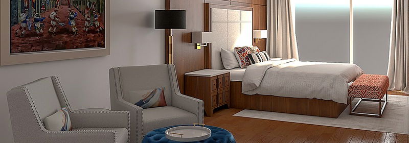 Hotel Inspired Transtional Master Bedroom Interior- After Rendering