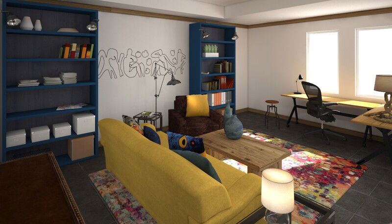 Modelo 3D de hogar/oficina pequeña del diseñador en línea 3