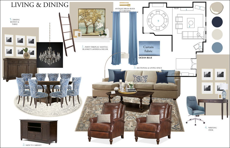 Online Designer Combined Living/Dining Interior Design Ideas