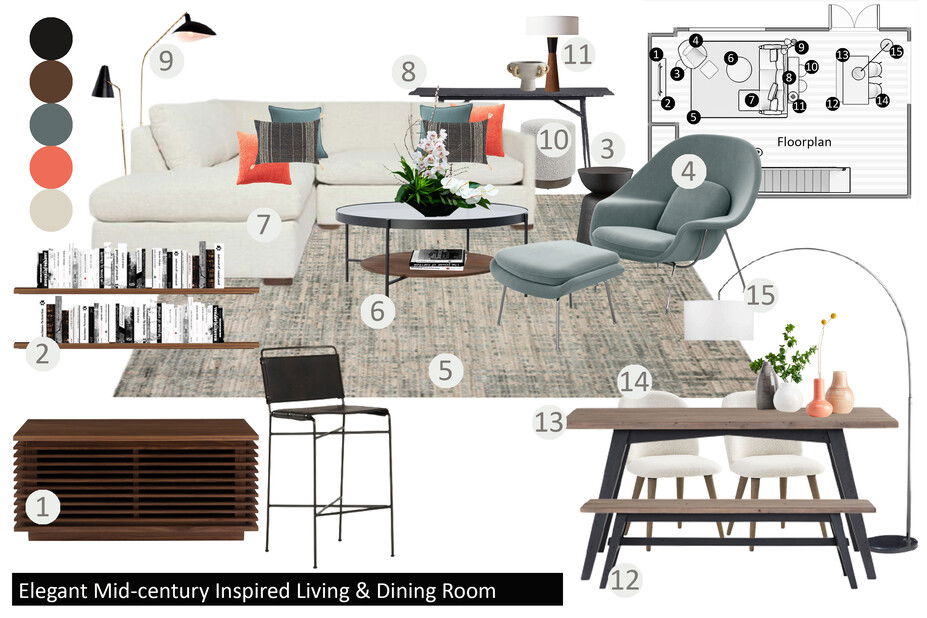 Online Designer Combined Living/Dining Interior Design Ideas