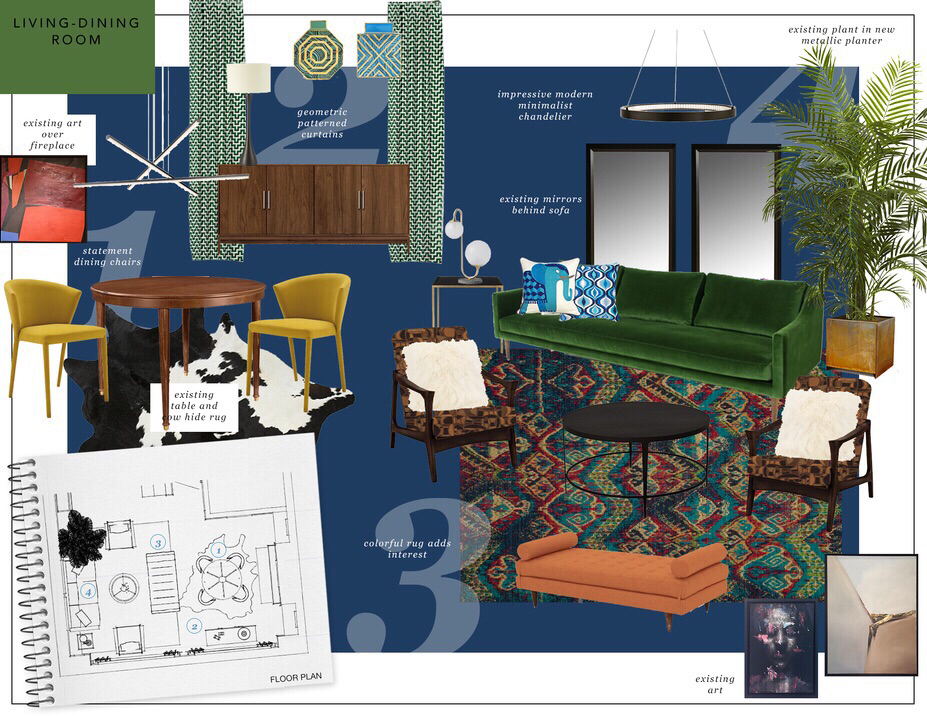 Online Designer Combined Living/Dining Interior Design Ideas