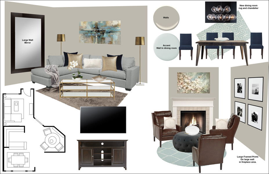 Online Designer Combined Living/Dining Interior Design Ideas
