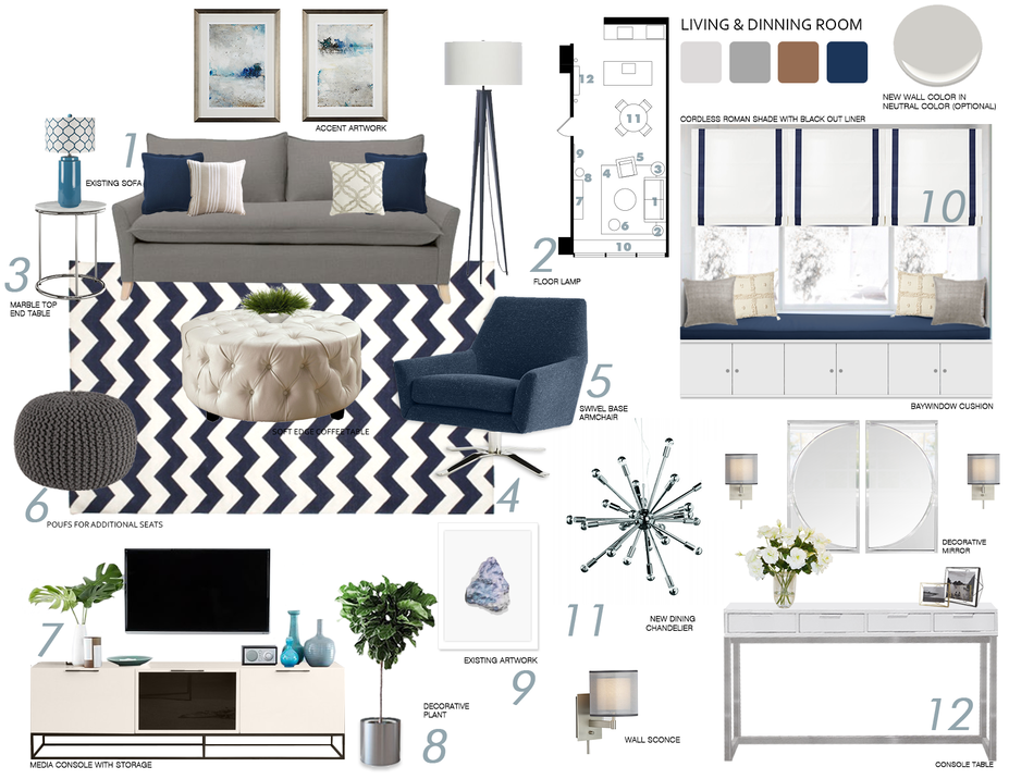 Online Designer Combined Living/Dining Interior Design Ideas