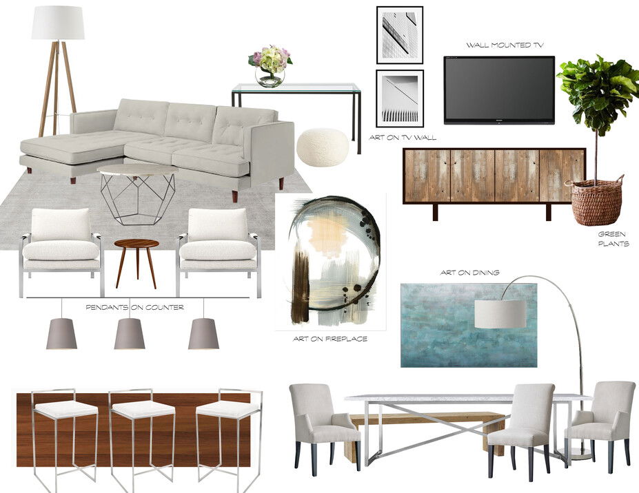 Online Designer Combined Living/Dining Interior Design Ideas