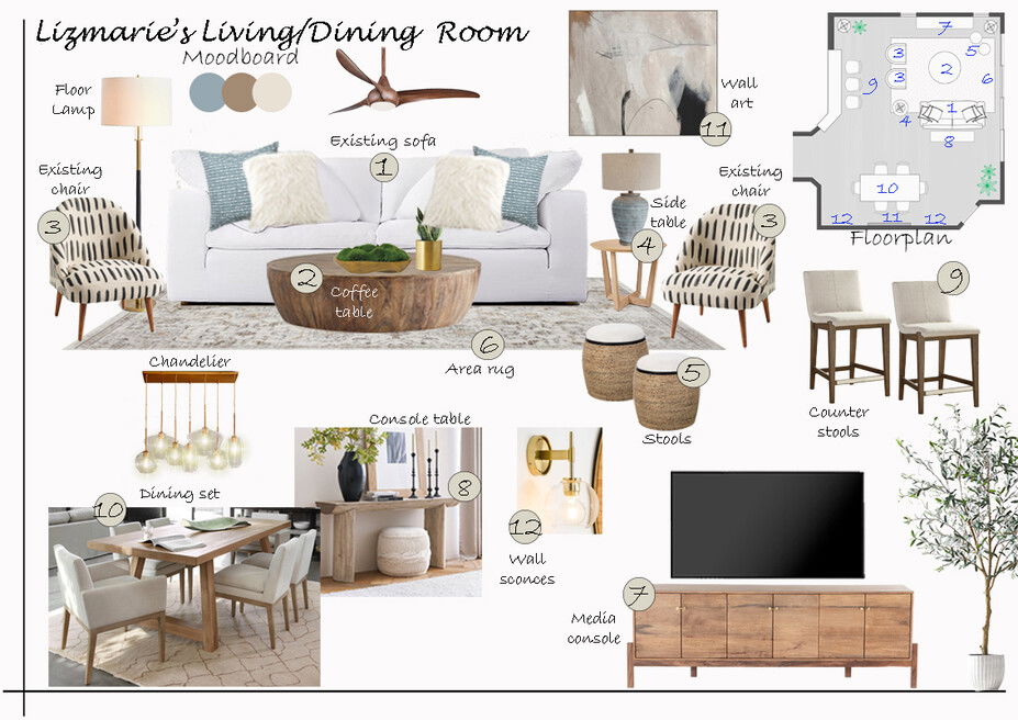 Online Designer Combined Living/Dining Interior Design Ideas