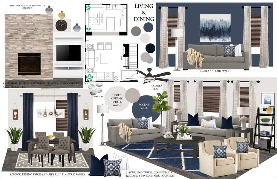 Online Designer Combined Living/Dining Interior Design Ideas