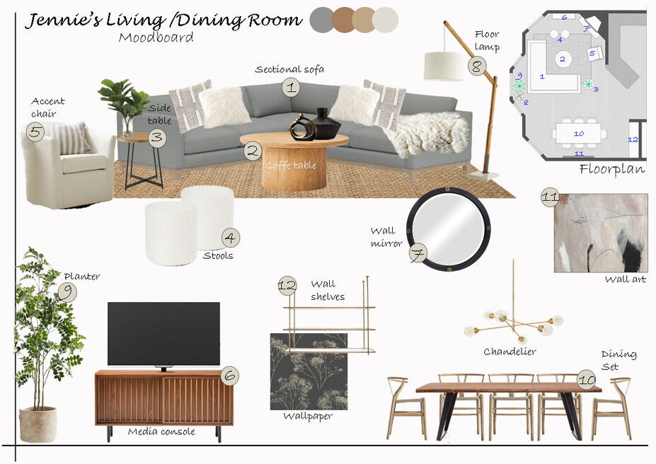 Online Designer Combined Living/Dining Interior Design Ideas