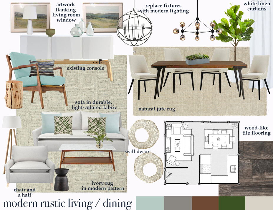 Online Designer Combined Living/Dining Moodboard