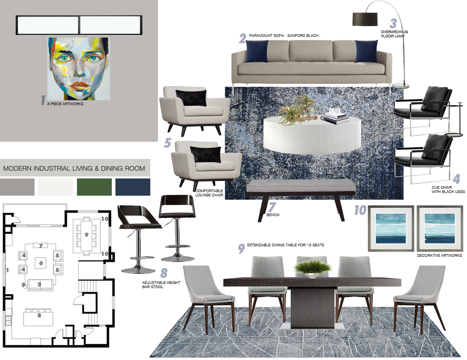 Online Designer Combined Living/Dining Interior Design Ideas
