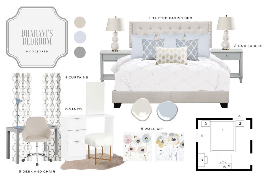 Online Designer Bedroom Moodboard