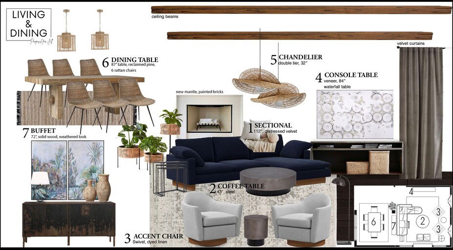 Online Designer Combined Living/Dining Interior Design Ideas