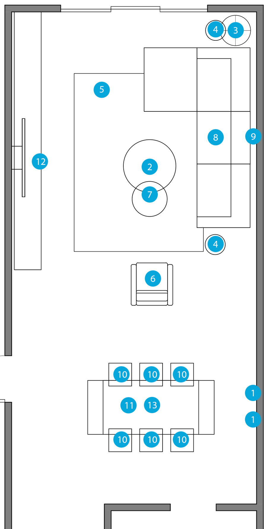 Online Designer Combined Living/Dining Floorplan