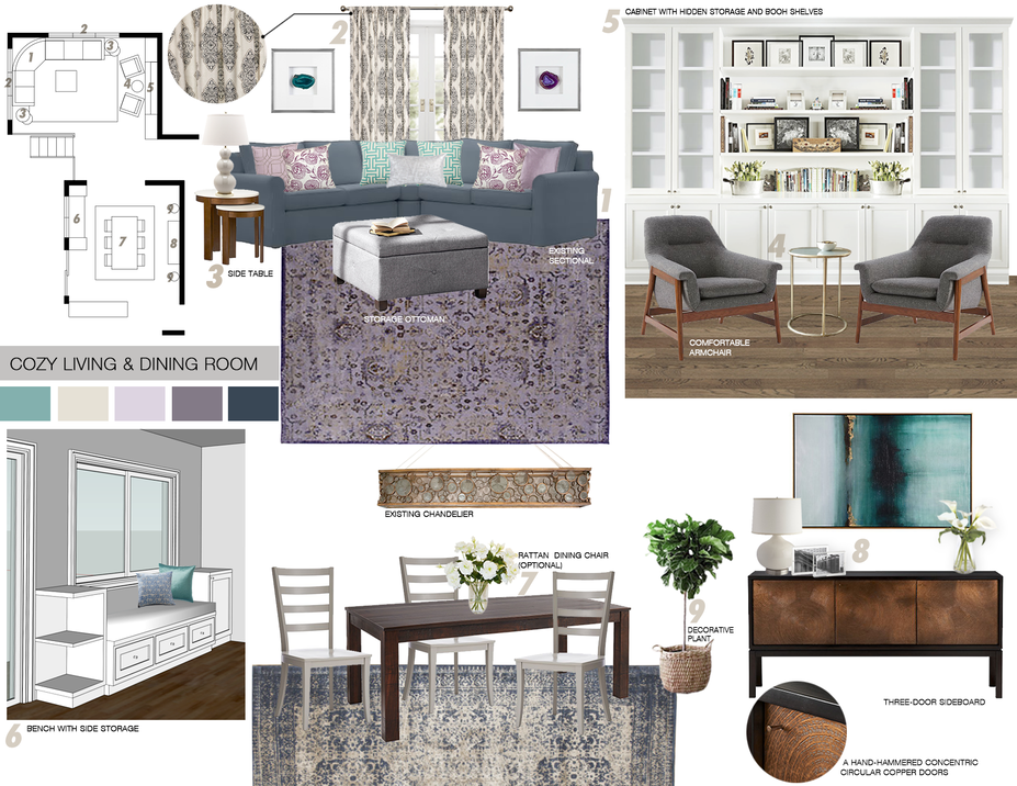 Online Designer Combined Living/Dining Interior Design Ideas