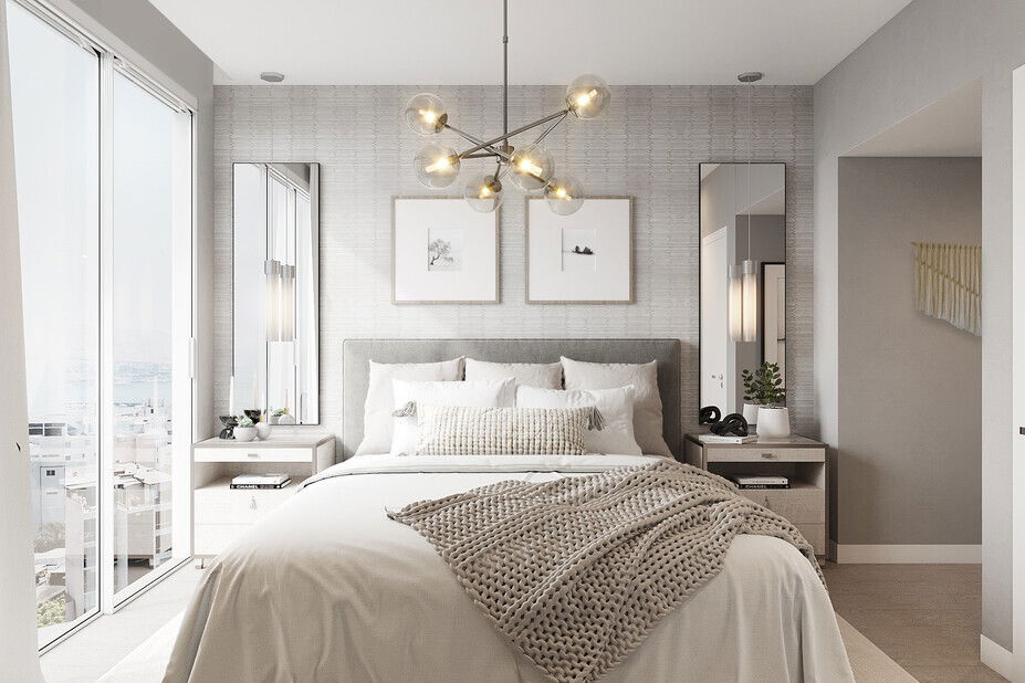 Elegant Silver Wallpaper Bedroom Design