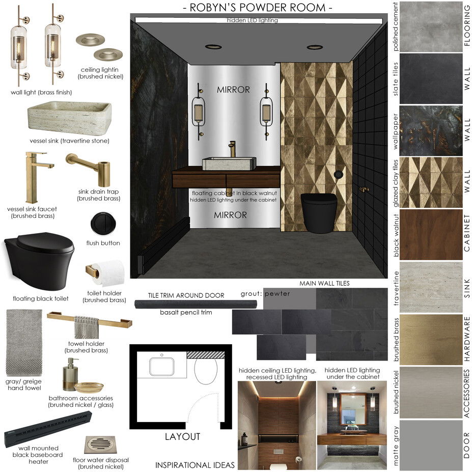 Luxury Grey Gold Stone Bathroom Decor Decorilla