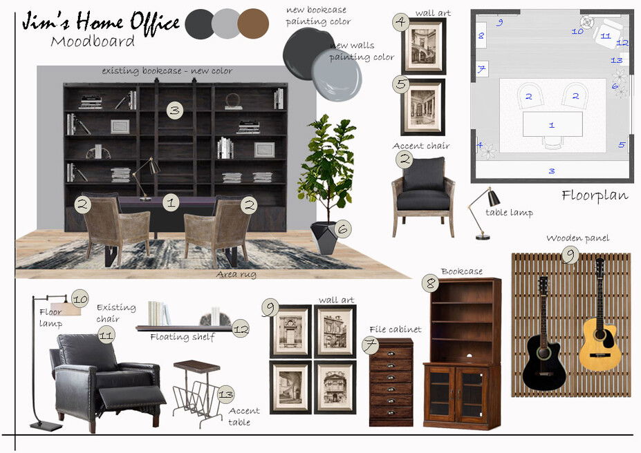 Masculine Home Office Design Project Decorilla   Masculine Home Office Design Project Liana S Interior Design Ideas 