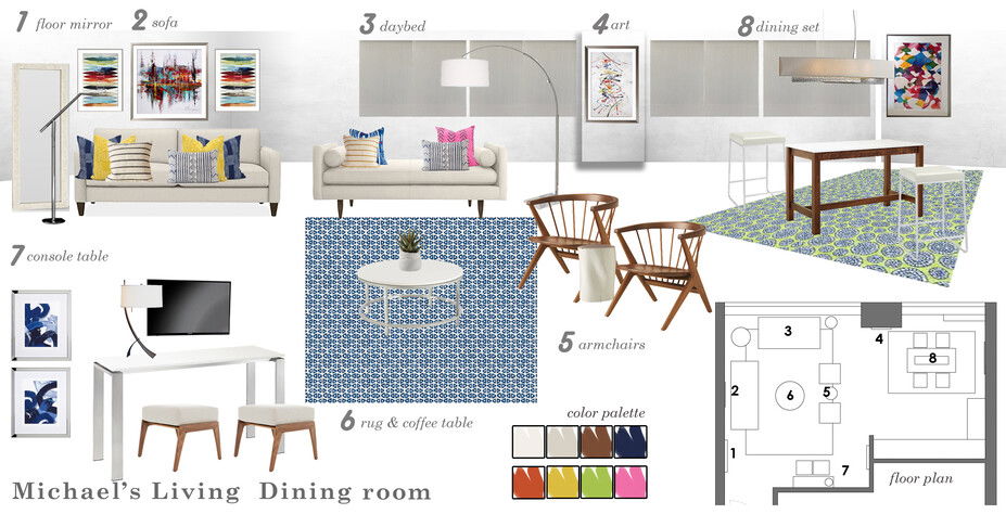 Online Designer Combined Living/Dining Interior Design Ideas