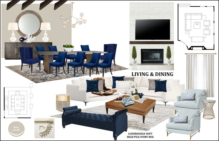 Online Designer Combined Living/Dining Interior Design Ideas
