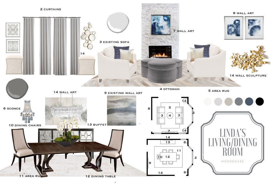 Online Designer Combined Living/Dining Interior Design Ideas