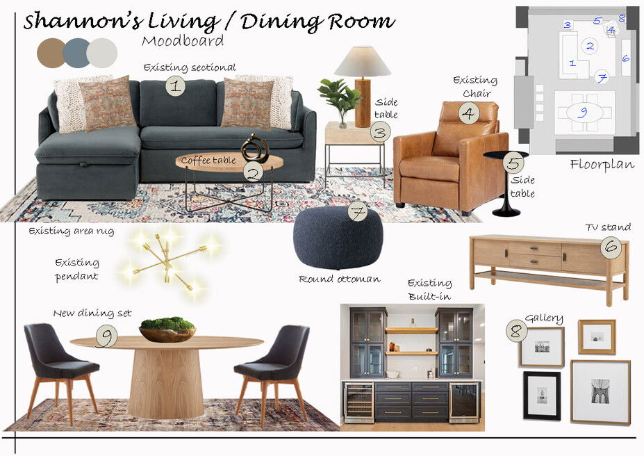 Online Designer Combined Living/Dining Interior Design Ideas