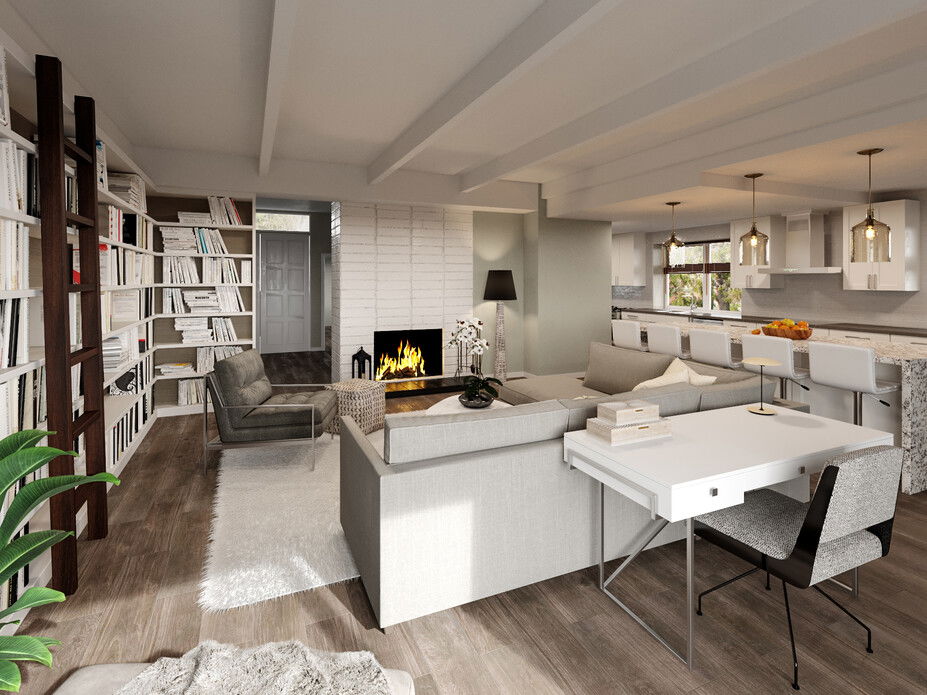 White Kitchen and Living Room Interior Design Decorilla