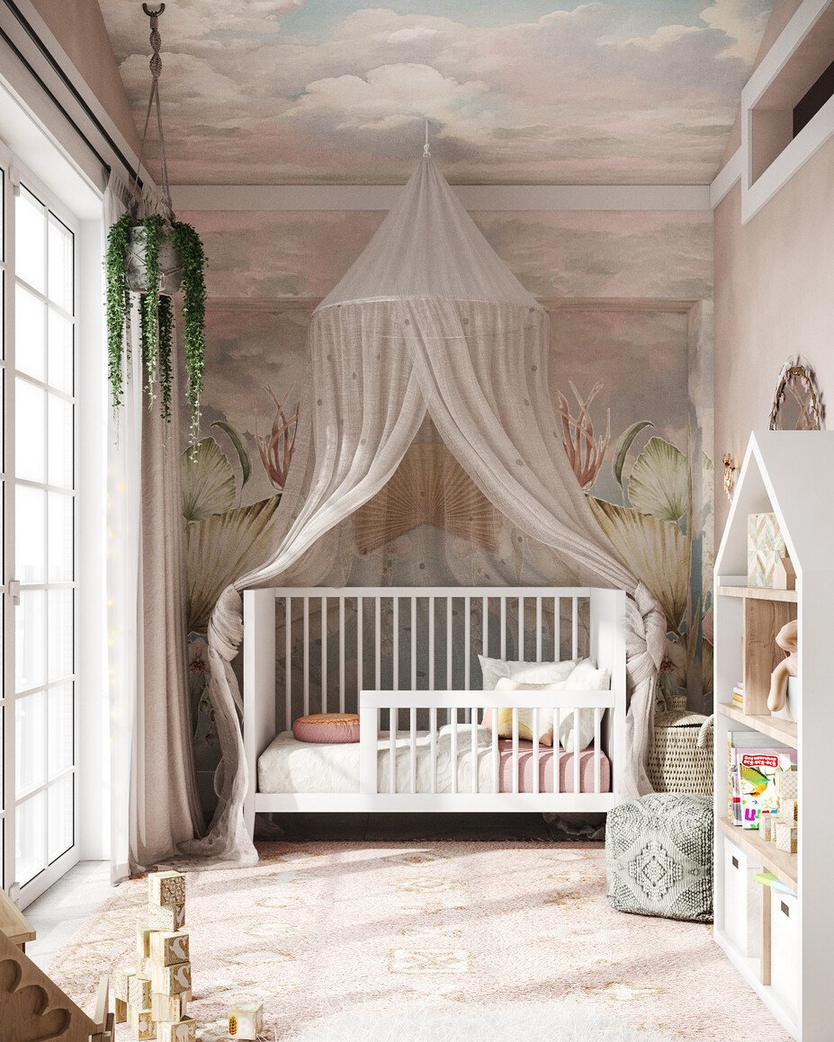 Contemporary Dreamy Pink Nursery Design | Decorilla