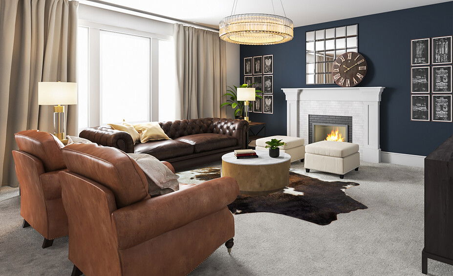 masculine glam living room