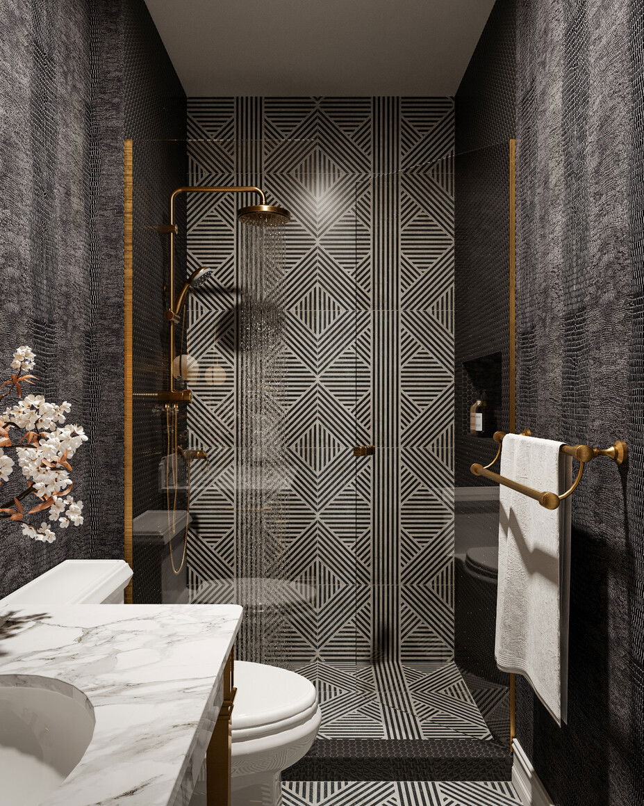 Fresh & Comfortable Powder Room Design | Decorilla