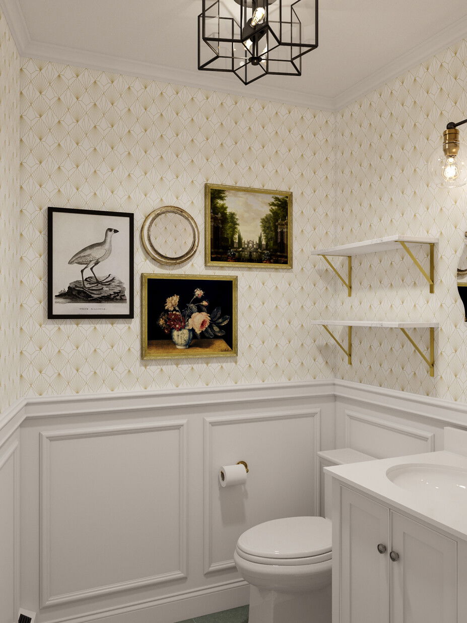 Eclectic Living Room & Powder Room Design | Decorilla
