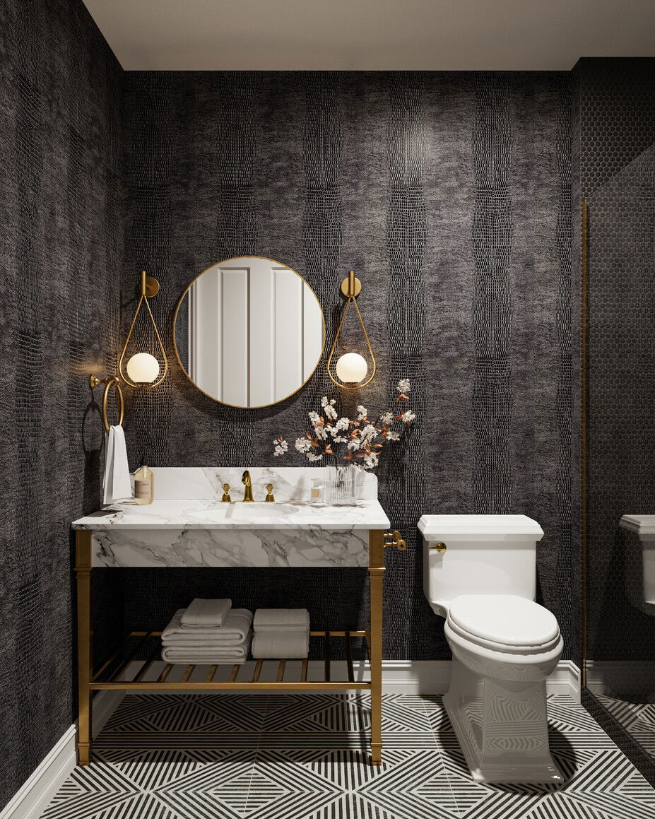 Fresh & Comfortable Powder Room Design | Decorilla