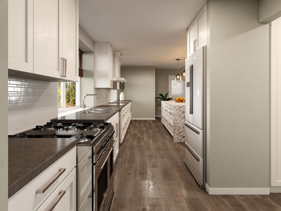 White Kitchen and Living Room Interior Design Decorilla