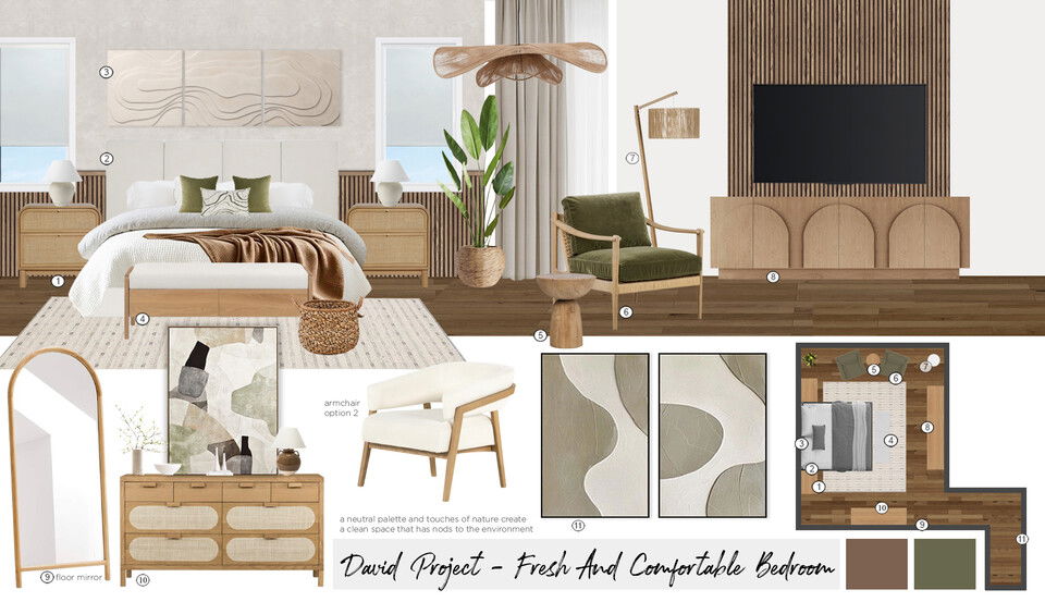 Modern Earthy Bedroom Design with Natural Accents Maya M. Moodboard 1 thumb