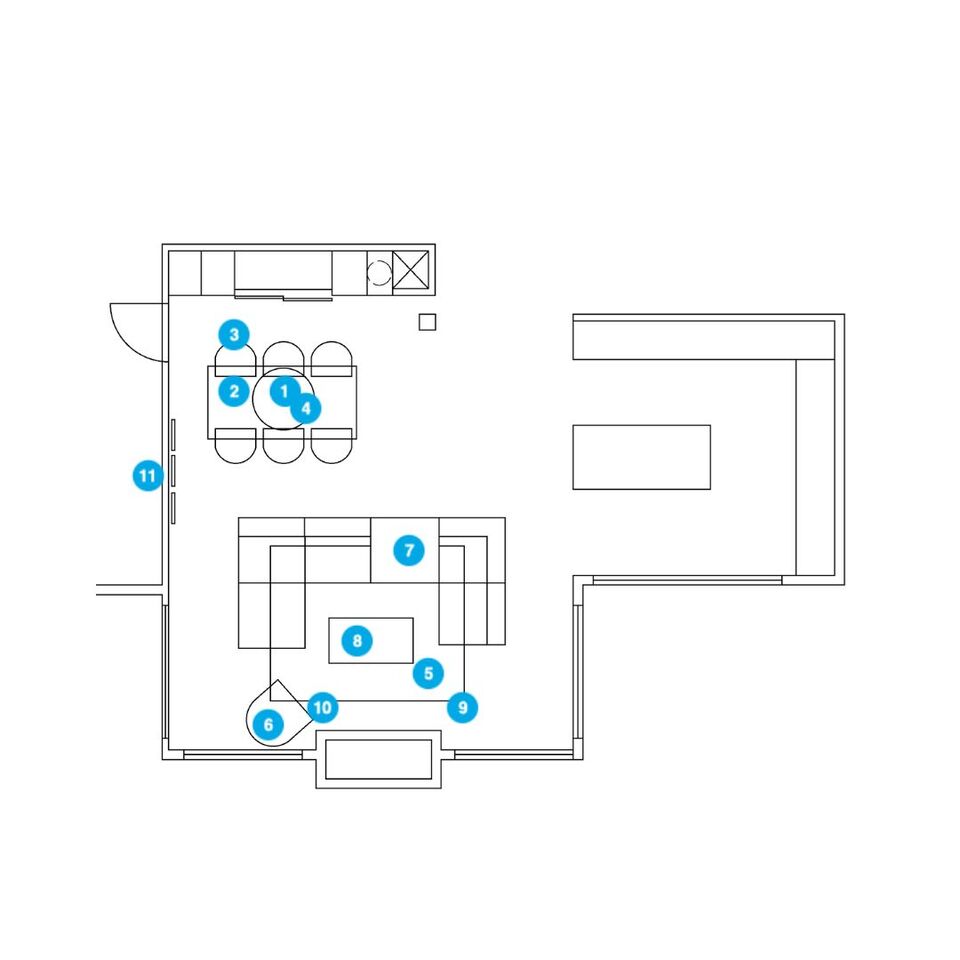 Online Designer Combined Living/Dining Floorplan