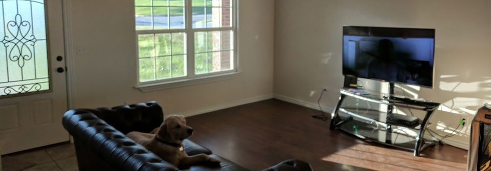 White Eclectic Living Room- Before Photo