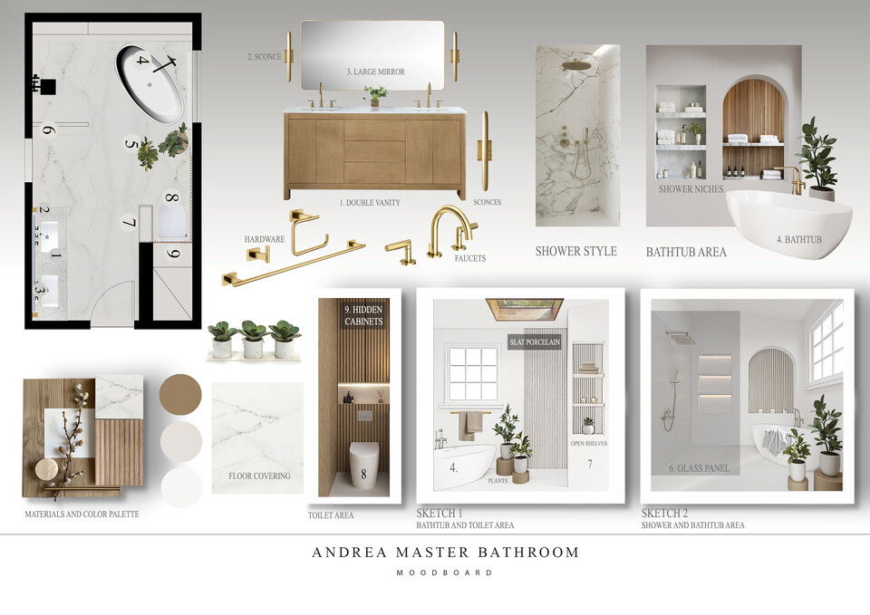 Stylish Modern Bedroom & Bathroom Remodel Nathalie I. Moodboard 2 thumb