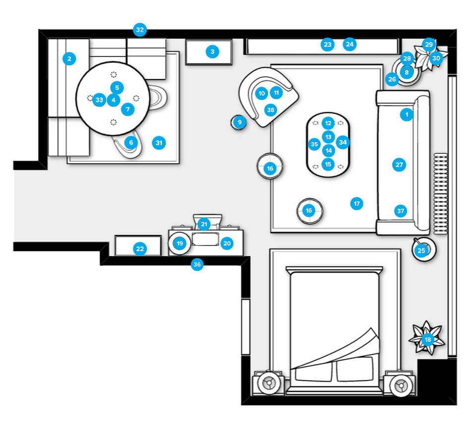 Online Designer Combined Living/Dining Floorplan