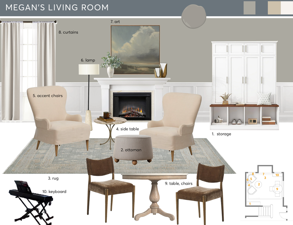 Cozy and Elegant Living Room with Fireplace Jessica S. Moodboard 2 thumb