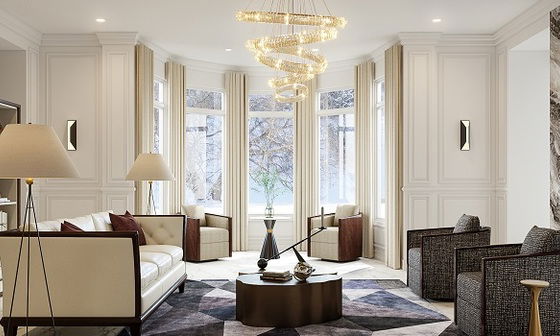 Luxe Glam Living Room Design by top Alexandria interior designers