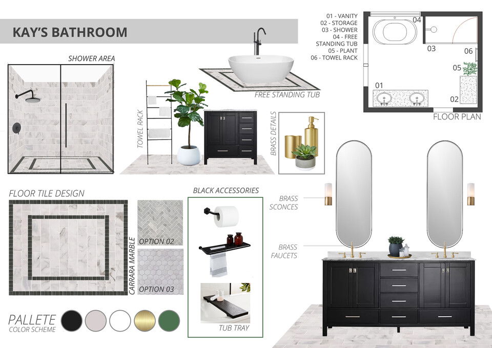 Remodelación de baño en blanco y negro transitional Jessica D. Moodboard 1 thumb