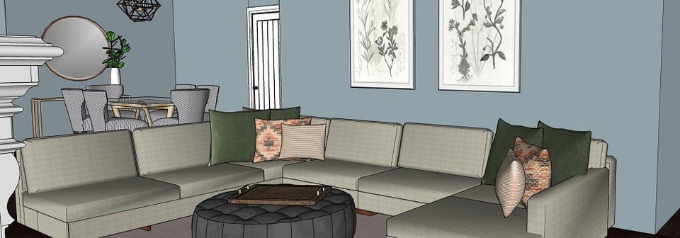 Small condo transitional living room- After Rendering