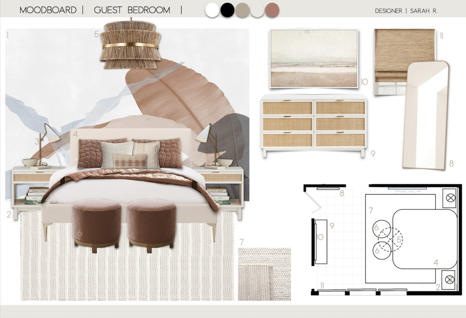 Diseño de dormitorio neutral moderno Sarah R. Moodboard 2 thumb